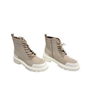 Combat Boots Womens Tan NEW Size 10 Shu Shop Yesenia Nude With Box Zip Up